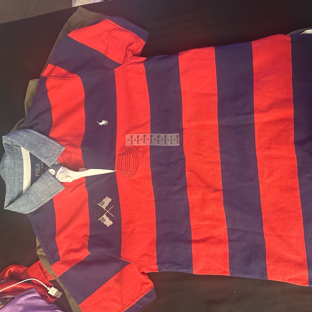 Polo by Ralph Lauren Kids Red and Navy Striped Polo Shirt